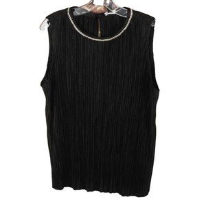 DressBarn Top Women Blouse Pleated Satin Black PXL